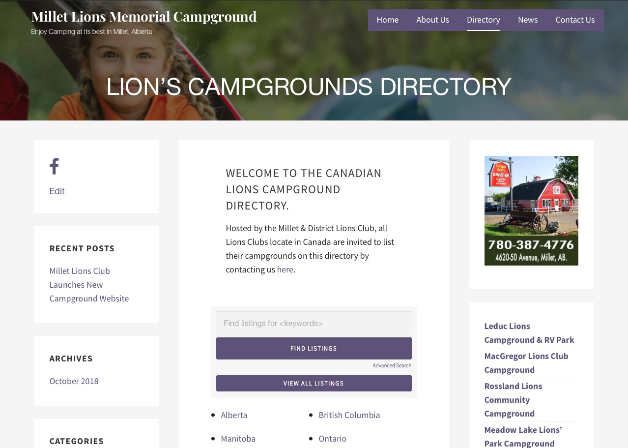 Millet Lions & District Campground Directory